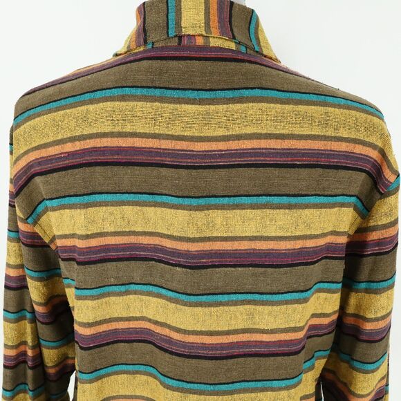Chicos Design Jacket 1 Womens 8 Medium Silk Stripe Gold Green Shacket Vintage - Picture 10 of 14